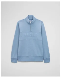Country Road Australian Cotton Half Zip Heritage Sweat in Steel Marle
