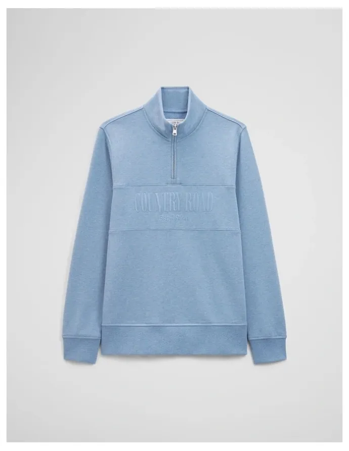 Country Road Australian Cotton Half Zip Heritage Sweat in Steel Marle
