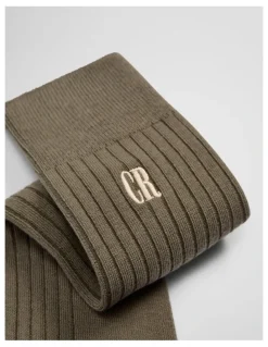 Country Road Australian Cotton Blend CR Rib Crew Sock in Moss Green