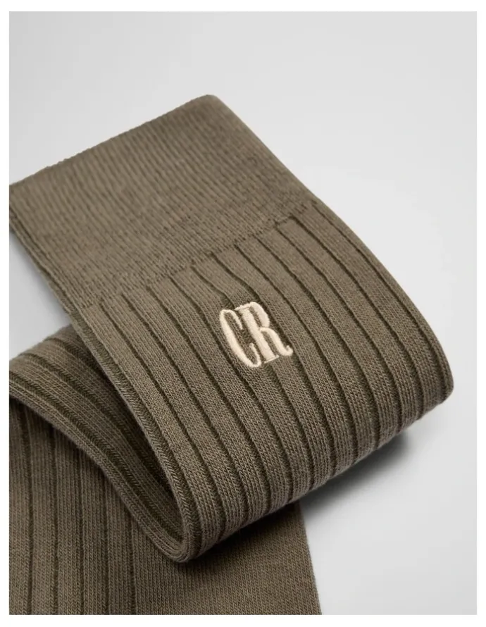 Country Road Australian Cotton Blend CR Rib Crew Sock in Moss Green