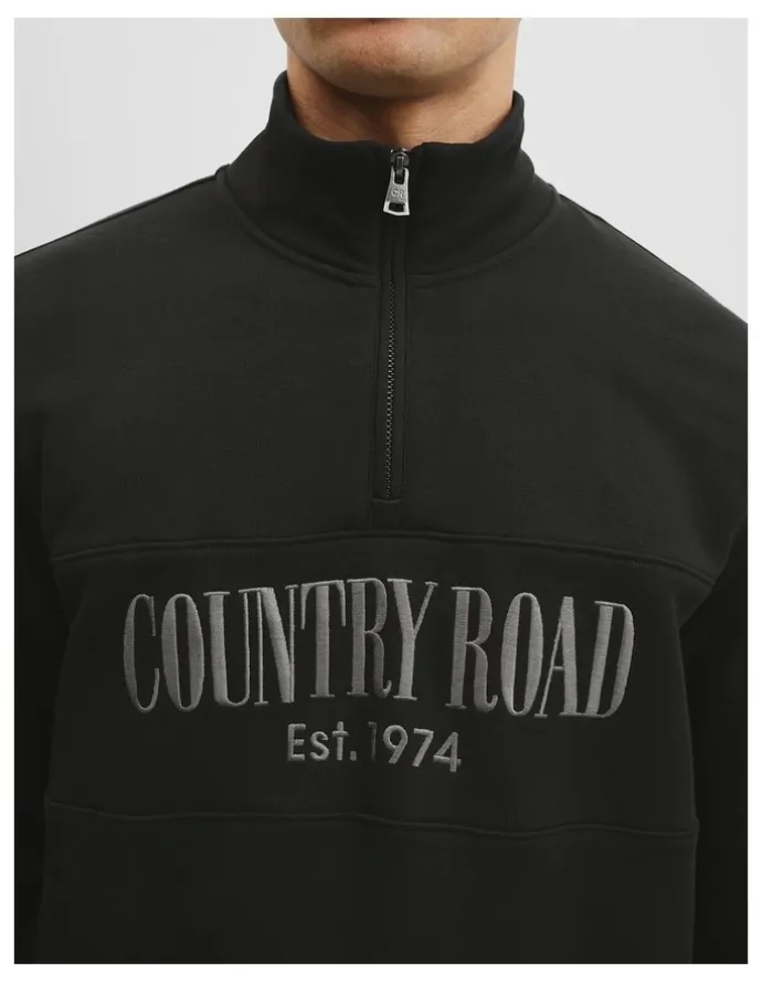Country Road Australian Cotton Half Zip Heritage Sweat in Black Multi