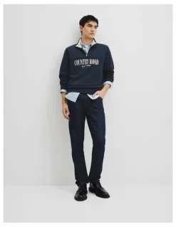 Country Road Australian Cotton Half Zip Heritage Sweat in Dark Navy Multi