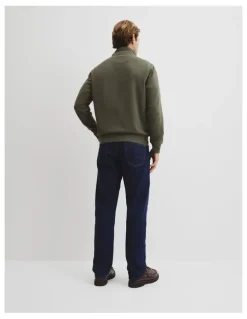 Country Road Australian Cotton Half Zip Heritage Sweat in River Gum