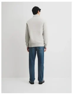 Country Road Australian Cotton Half Zip Heritage Sweat in Grey Marle