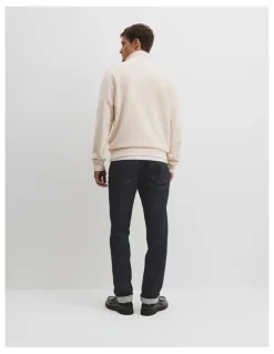 Country Road Australian Cotton Half Zip Heritage Sweat in Ecru