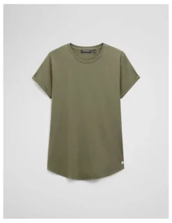 Country Road Australian Cotton Longline Garment Dye T-shirt in Deep Khaki