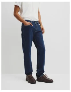 Country Road Australian Cotton Straight Leg Jean in Mid Blue Denim