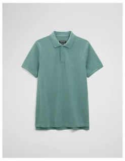 Country Road Australian Cotton Pique Polo in Green Marle