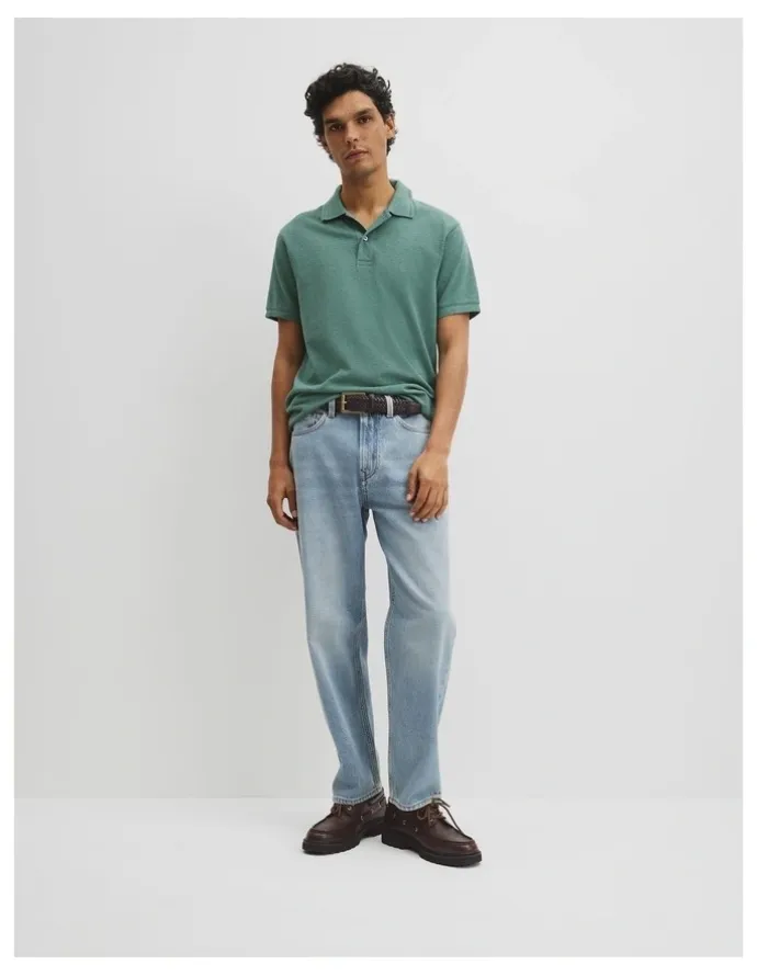 Country Road Australian Cotton Pique Polo in Green Marle