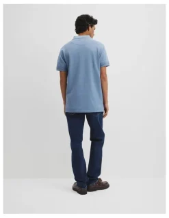 Country Road Australian Cotton Pique Polo in Steel Marle