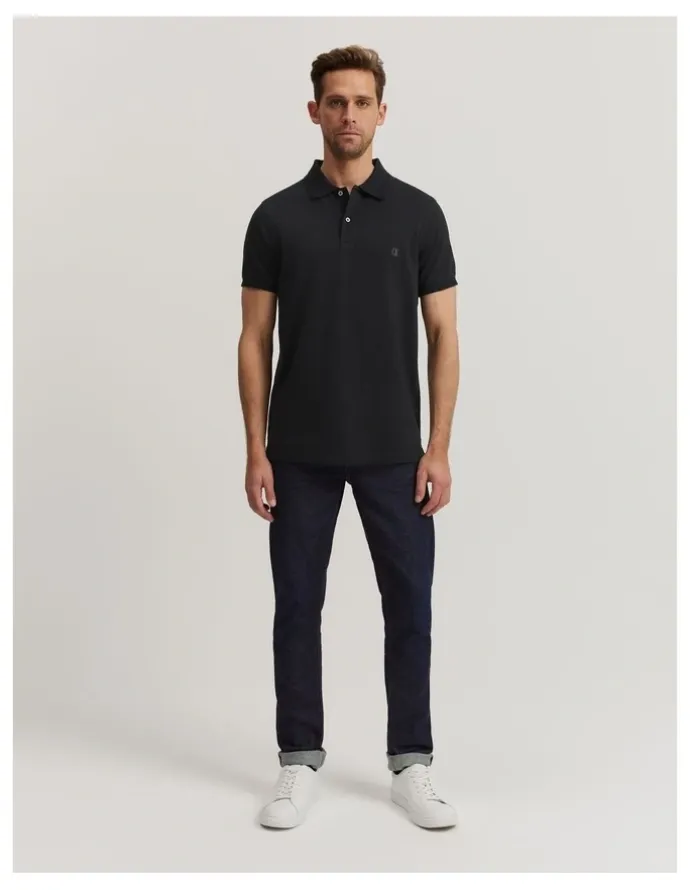 Country Road Australian Cotton Pique Polo in Black