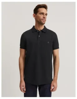 Country Road Australian Cotton Pique Polo in Black