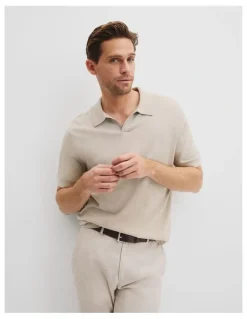 Country Road Australian Cotton Blend Silk Trophy Polo in Porcelain