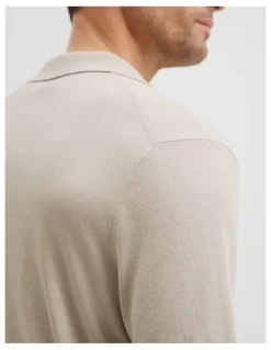 Country Road Australian Cotton Blend Silk Trophy Polo in Porcelain