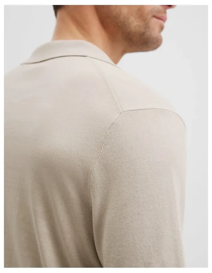 Country Road Australian Cotton Blend Silk Trophy Polo in Porcelain
