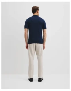 Country Road Australian Cotton Blend Silk Trophy Polo in Navy