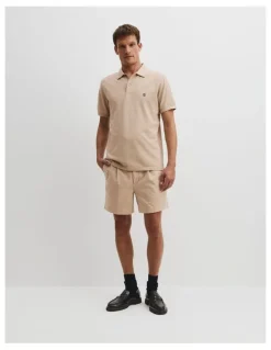 Country Road Australian Cotton Pique Polo in Almond Marle