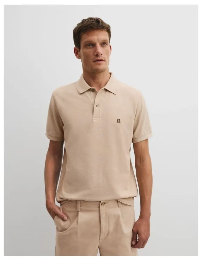 Country Road Australian Cotton Pique Polo in Almond Marle
