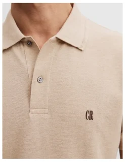 Country Road Australian Cotton Pique Polo in Almond Marle