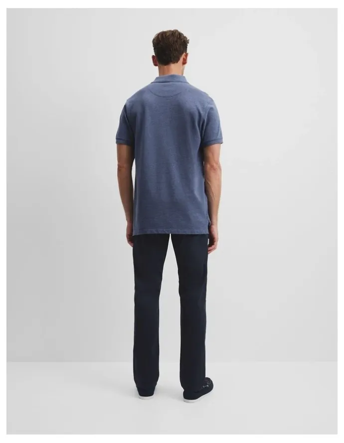 Country Road Australian Cotton Pique Polo in Storm Blue Melange