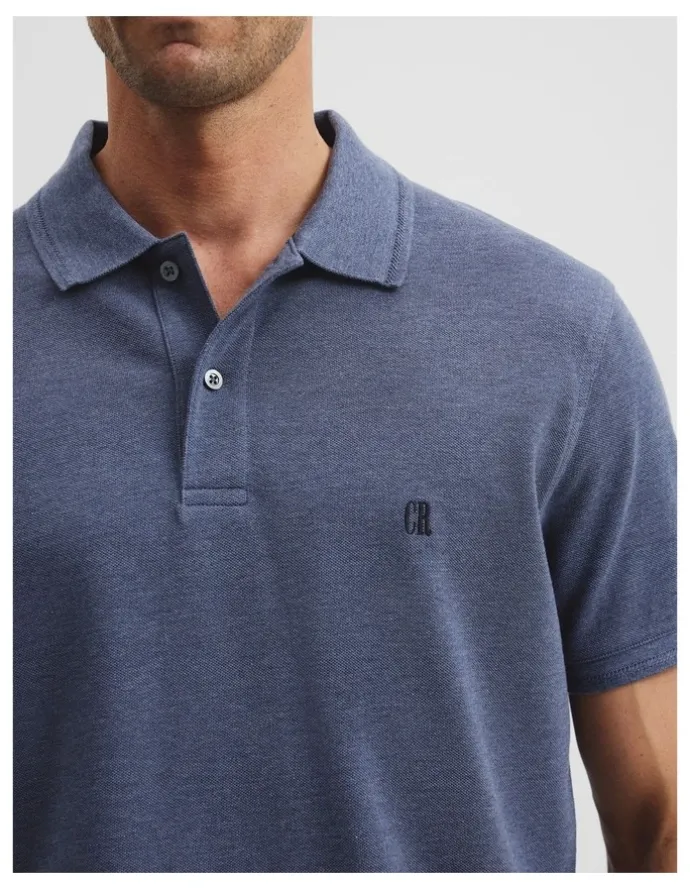 Country Road Australian Cotton Pique Polo in Storm Blue Melange