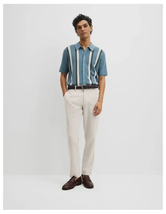 Country Road Australian Good Earth Cotton Textured Stripe Knit Shirt in Steel