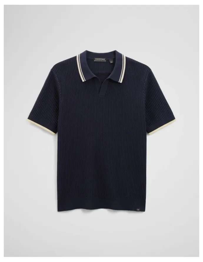 Country Road Australian Good Earth Cotton Tapered Trophy Polo in Midnight