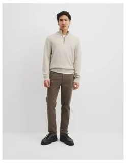 Country Road Good Earth Cotton Half Zip Knit in Barley