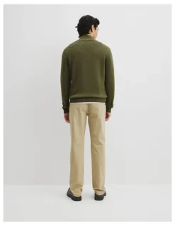 Country Road Good Earth Cotton Half Zip Knit in Wattle Green