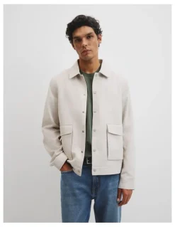 Country Road Lin Cut Out Blend Bttn Jacket in Oat