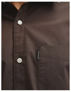 Country Road Long Sleeve Ac Poplin Shirt in Coffee