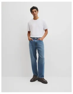 Country Road Loose Straight Denim Jean in Smoke Blue