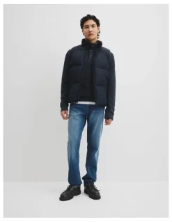 Country Road Quilted Puffer Vest in Navy