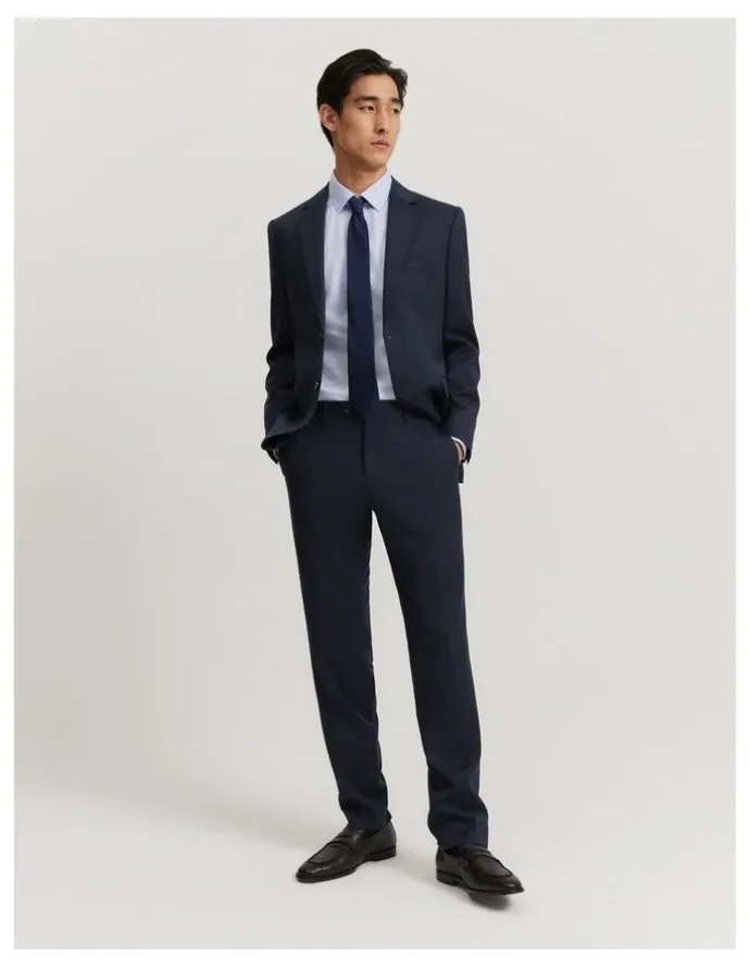 Country Road Regular Fit Australian Wool Travel Pant in Navy