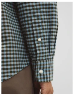 Country Road Regular Fit Cotton Gingham Shirt in Green Multi