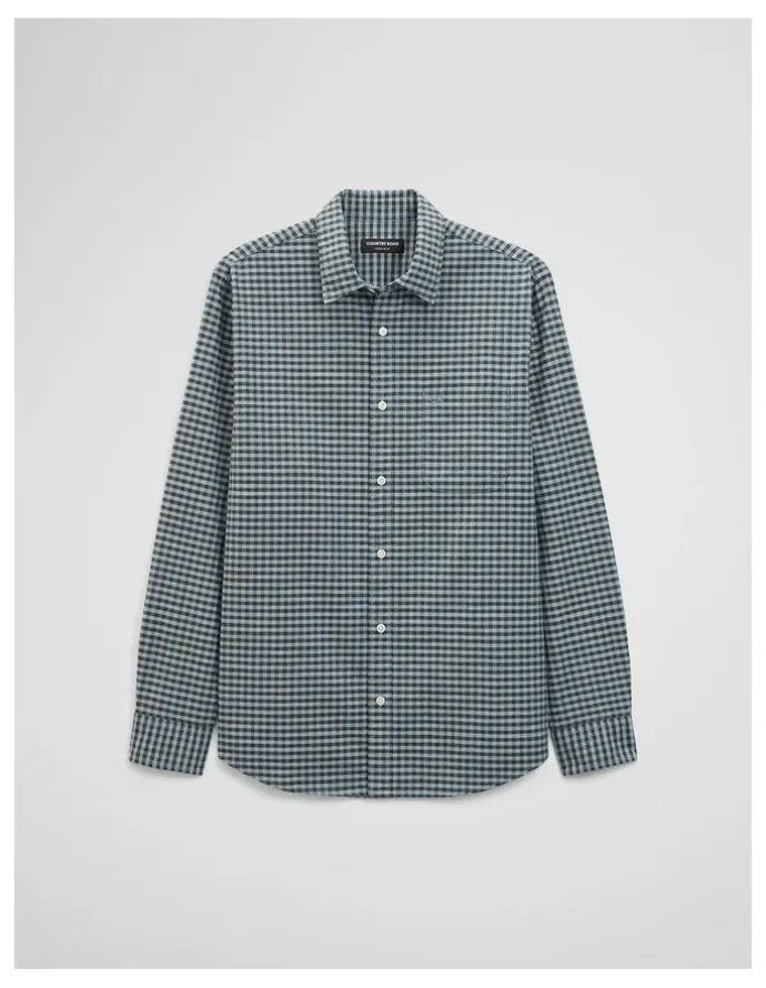 Country Road Regular Fit Cotton Gingham Shirt in Green Multi