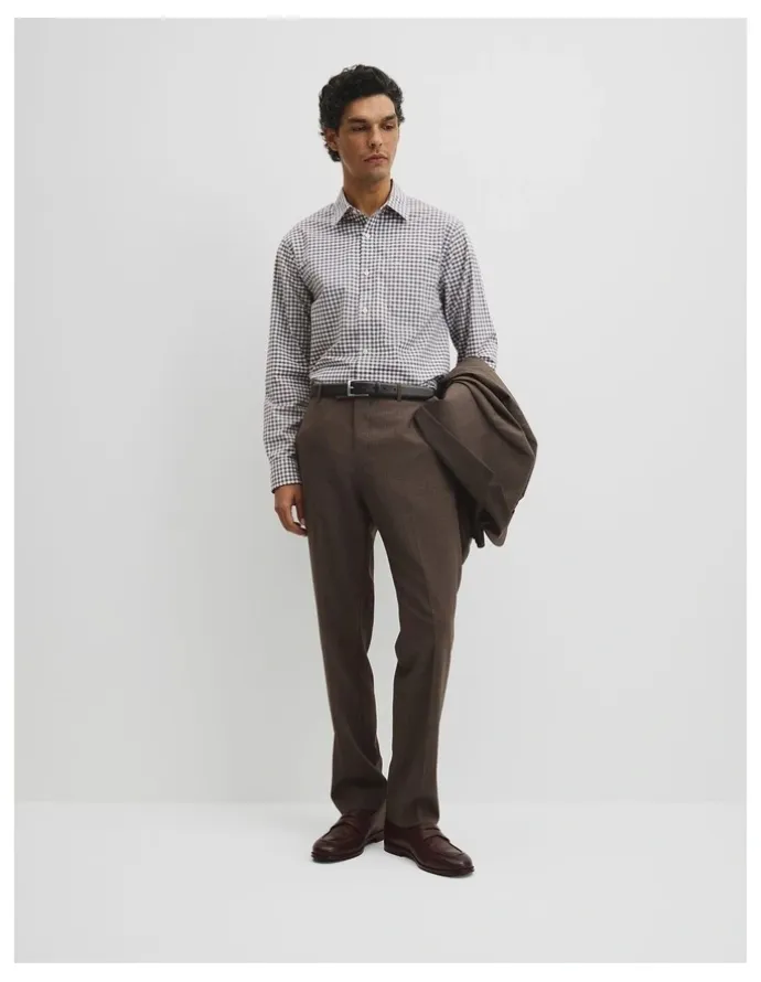 Country Road Regular Fit Cotton Gingham Shirt in White Multi