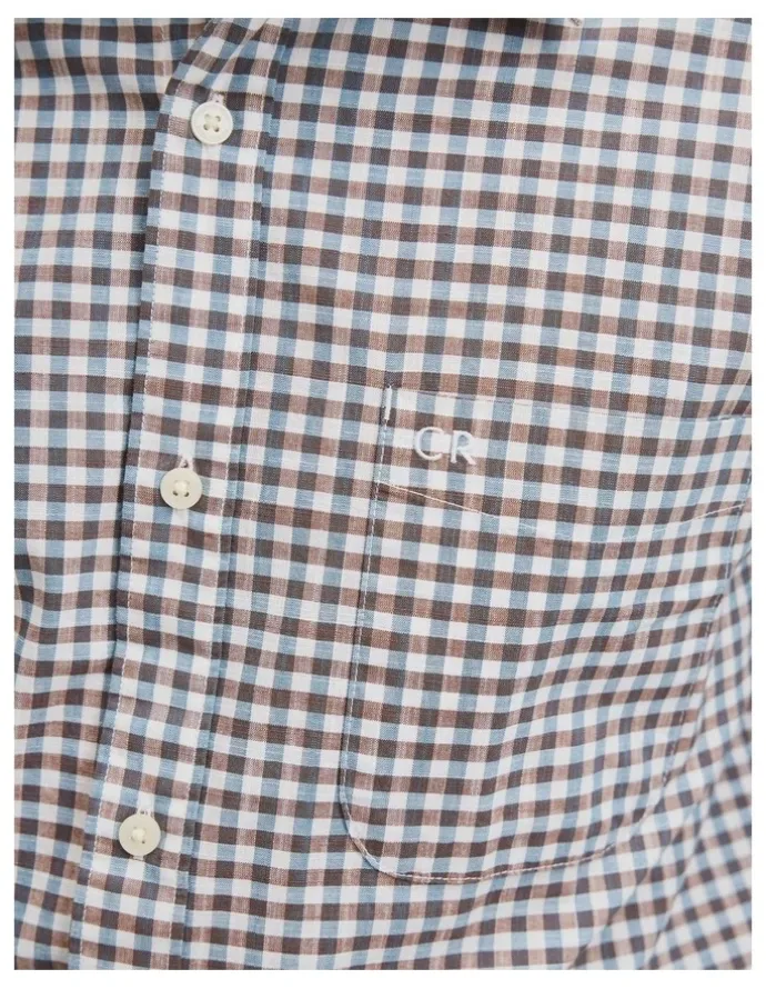 Country Road Regular Fit Cotton Gingham Shirt in White Multi