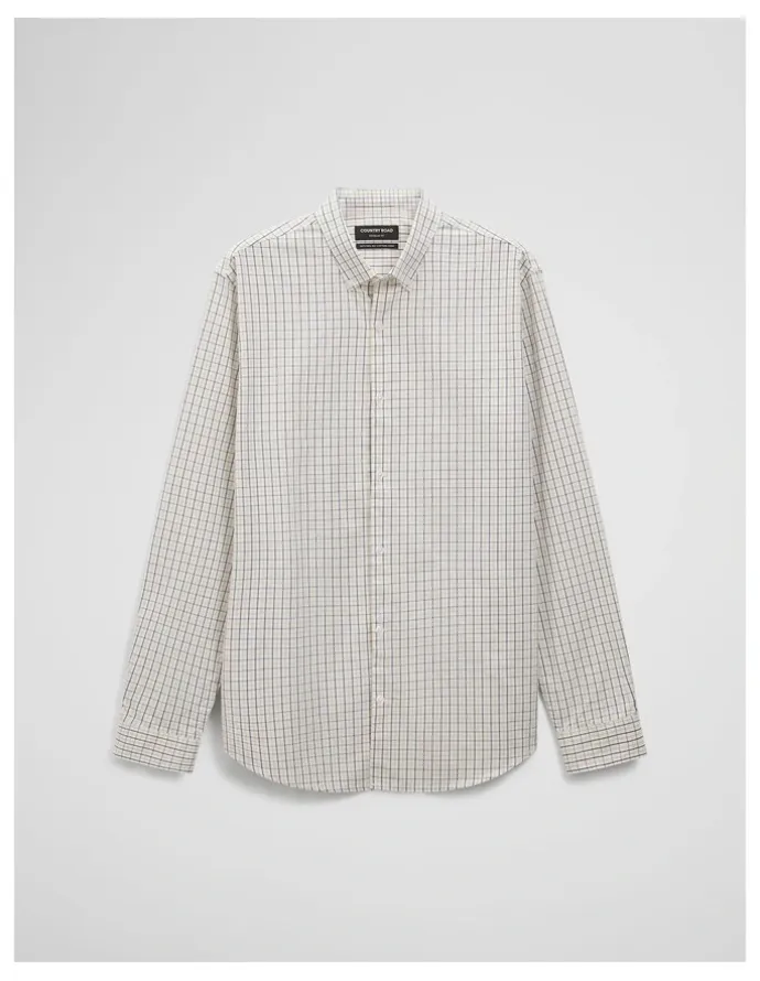 Country Road Regular Fit Cotton Grid Shirt in White Multi