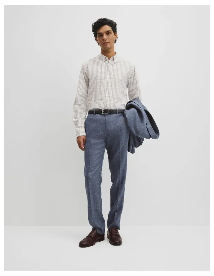 Country Road Regular Fit Cotton Grid Shirt in White Multi