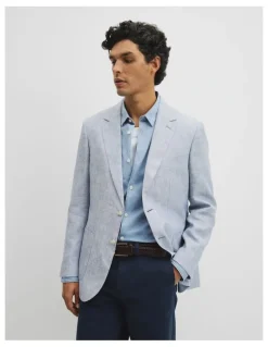Country Road Regular Fit Linen Chambray Jacket in Chambray Blue