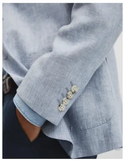 Country Road Regular Fit Linen Chambray Jacket in Chambray Blue