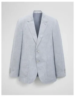 Country Road Regular Fit Linen Chambray Jacket in Chambray Blue
