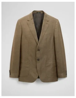 Country Road Regular Fit Linen Jacket in Khaki