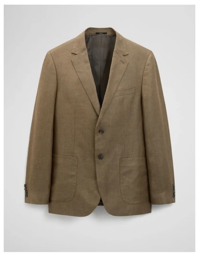 Country Road Regular Fit Linen Jacket in Khaki