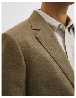 Country Road Regular Fit Linen Jacket in Khaki