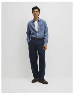 Country Road Regular Fit Linen Shirt in Midnight