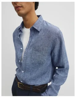 Country Road Regular Fit Linen Shirt in Midnight