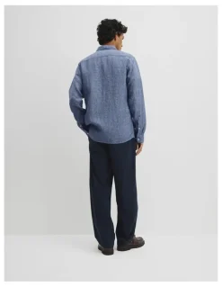Country Road Regular Fit Linen Shirt in Midnight