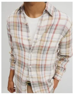 Country Road Regular Fit Linen Check Shirt in Multi Check
